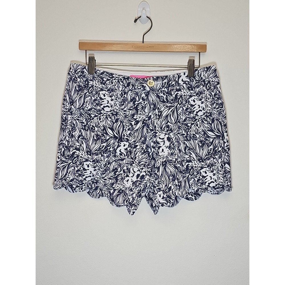 Lilly Pulitzer  Navy Koalas Size 4 GDay Mate DARCI KNIT SHORTS‎ 7 Scallop Hem